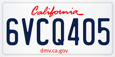 CA license plate 6VCQ405