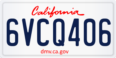 CA license plate 6VCQ406