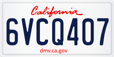 CA license plate 6VCQ407