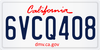 CA license plate 6VCQ408