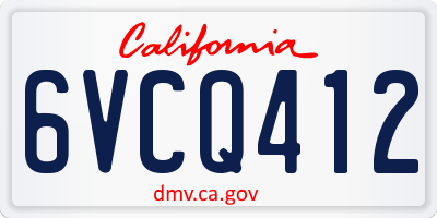 CA license plate 6VCQ412