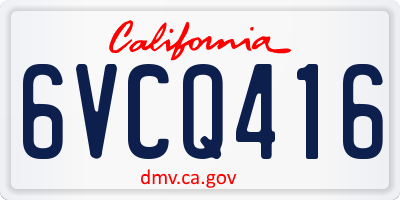 CA license plate 6VCQ416