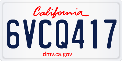 CA license plate 6VCQ417