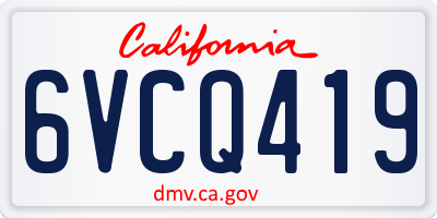 CA license plate 6VCQ419