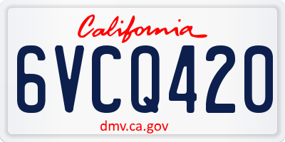CA license plate 6VCQ420