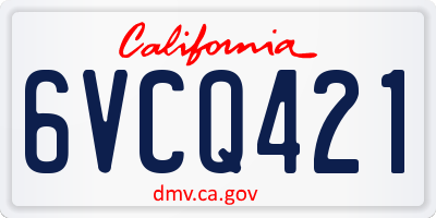 CA license plate 6VCQ421