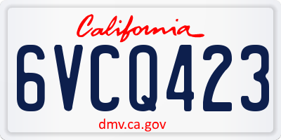 CA license plate 6VCQ423