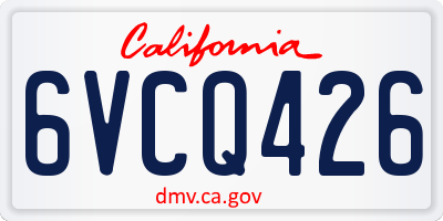 CA license plate 6VCQ426