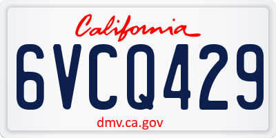 CA license plate 6VCQ429