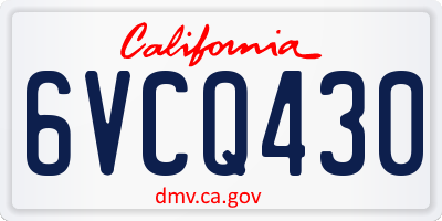 CA license plate 6VCQ430