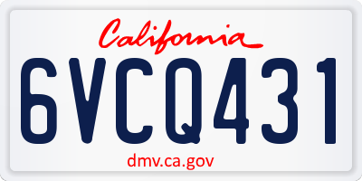 CA license plate 6VCQ431