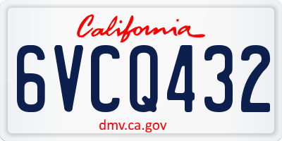 CA license plate 6VCQ432