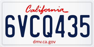 CA license plate 6VCQ435