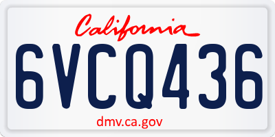 CA license plate 6VCQ436