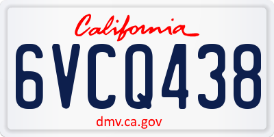 CA license plate 6VCQ438