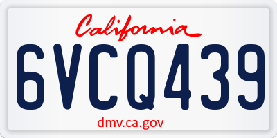 CA license plate 6VCQ439