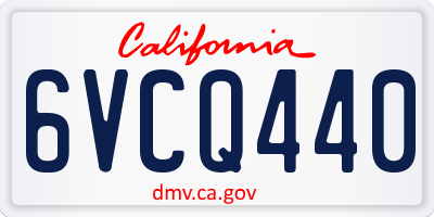 CA license plate 6VCQ440