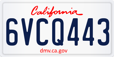 CA license plate 6VCQ443