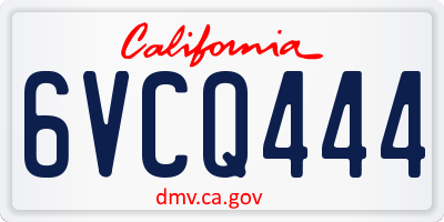 CA license plate 6VCQ444