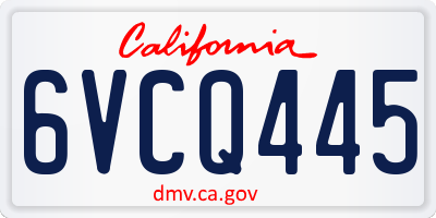 CA license plate 6VCQ445
