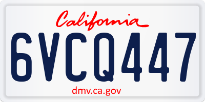 CA license plate 6VCQ447