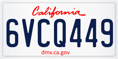 CA license plate 6VCQ449