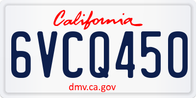 CA license plate 6VCQ450