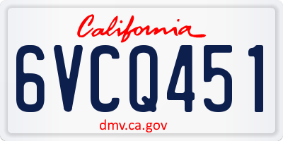 CA license plate 6VCQ451