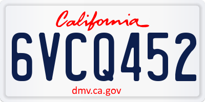 CA license plate 6VCQ452