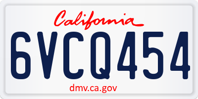 CA license plate 6VCQ454