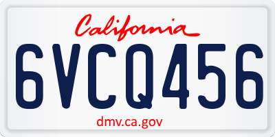 CA license plate 6VCQ456
