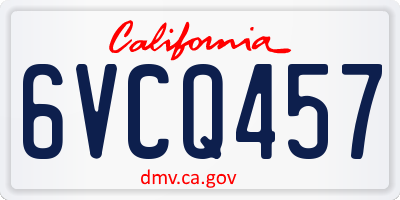 CA license plate 6VCQ457