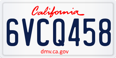 CA license plate 6VCQ458