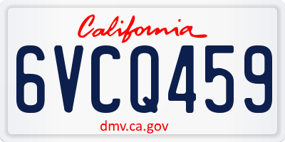 CA license plate 6VCQ459