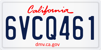 CA license plate 6VCQ461
