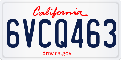 CA license plate 6VCQ463