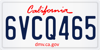 CA license plate 6VCQ465