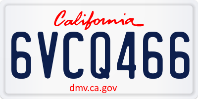 CA license plate 6VCQ466