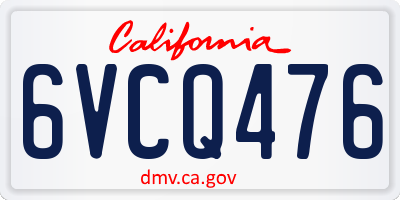 CA license plate 6VCQ476