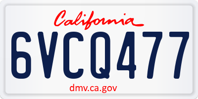 CA license plate 6VCQ477