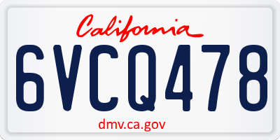 CA license plate 6VCQ478