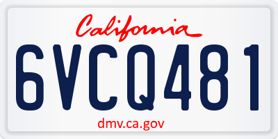 CA license plate 6VCQ481