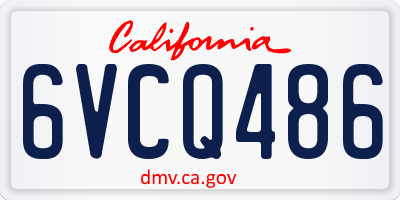CA license plate 6VCQ486