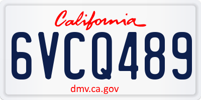 CA license plate 6VCQ489