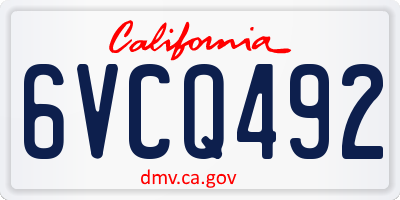 CA license plate 6VCQ492