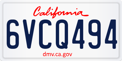 CA license plate 6VCQ494