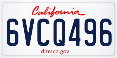 CA license plate 6VCQ496