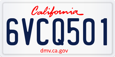 CA license plate 6VCQ501