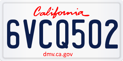 CA license plate 6VCQ502