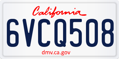 CA license plate 6VCQ508